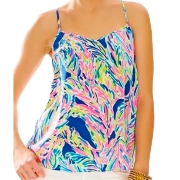 Lilly Pulitzer Indigo Palm Readers‎ Dusk Tank XS - Picture 1 of 4